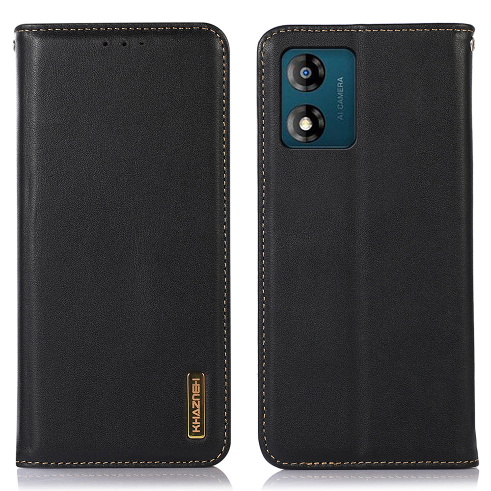 KHAZNEH Phone Case for Motorola Moto E13 4G Nappa Texture Genuine Cowhide Leather Phone Wallet Cover Stand KHAZNEH Phone Case for Motorola Moto E13 4G Nappa Texture Genuine Cowhide Leather Phone Wallet Cover Stand